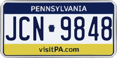 PA license plate JCN9848