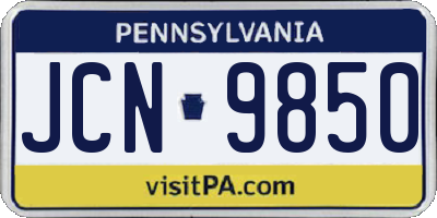 PA license plate JCN9850