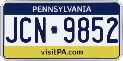 PA license plate JCN9852