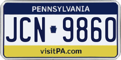 PA license plate JCN9860