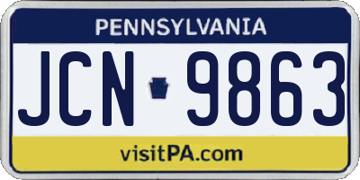 PA license plate JCN9863
