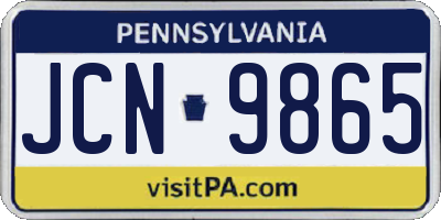 PA license plate JCN9865