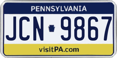 PA license plate JCN9867