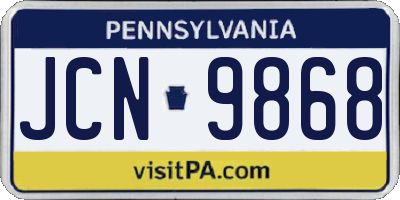 PA license plate JCN9868