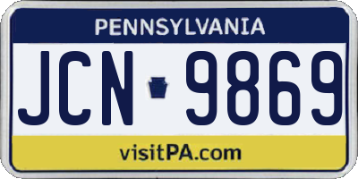 PA license plate JCN9869