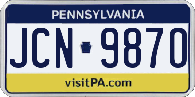 PA license plate JCN9870