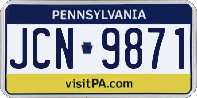 PA license plate JCN9871