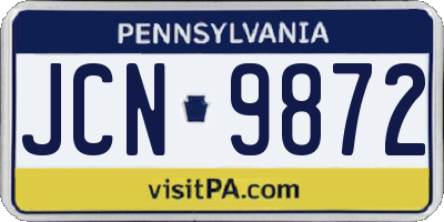 PA license plate JCN9872