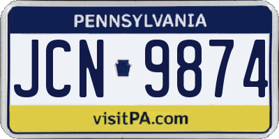 PA license plate JCN9874