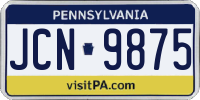 PA license plate JCN9875