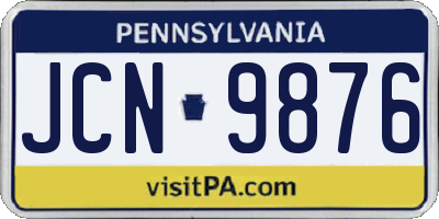 PA license plate JCN9876