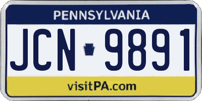 PA license plate JCN9891
