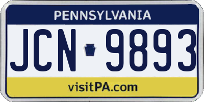PA license plate JCN9893