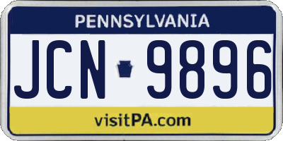 PA license plate JCN9896
