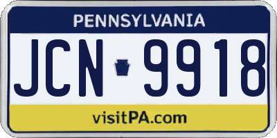 PA license plate JCN9918