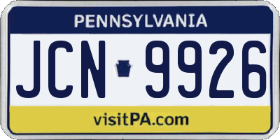 PA license plate JCN9926