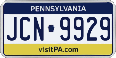 PA license plate JCN9929