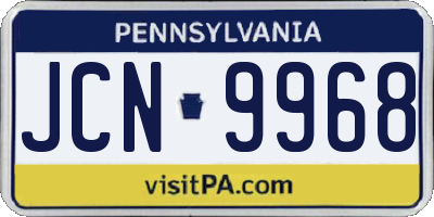 PA license plate JCN9968