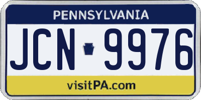 PA license plate JCN9976