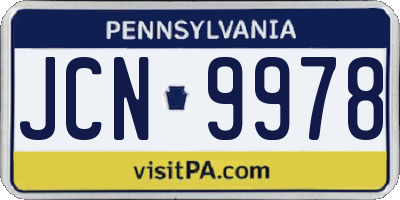 PA license plate JCN9978