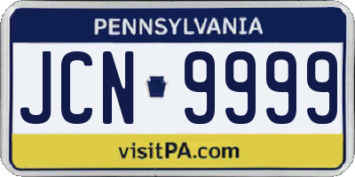 PA license plate JCN9999