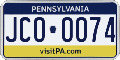 PA license plate JCO0074