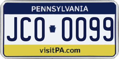 PA license plate JCO0099