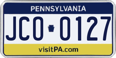PA license plate JCO0127