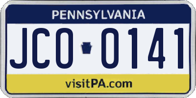 PA license plate JCO0141