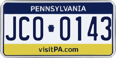 PA license plate JCO0143