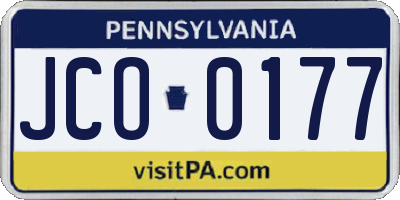 PA license plate JCO0177