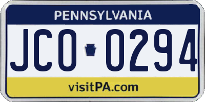 PA license plate JCO0294