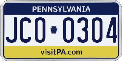 PA license plate JCO0304