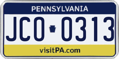 PA license plate JCO0313