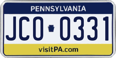 PA license plate JCO0331