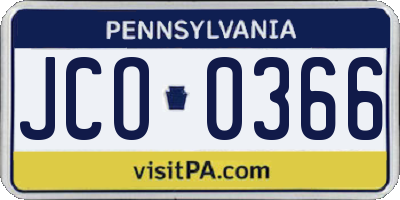 PA license plate JCO0366