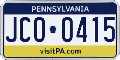 PA license plate JCO0415