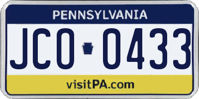 PA license plate JCO0433