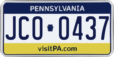 PA license plate JCO0437