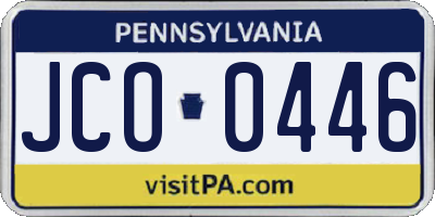 PA license plate JCO0446