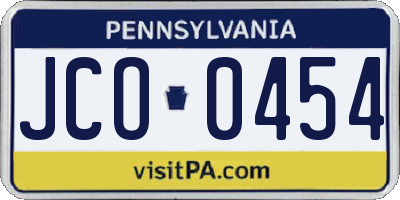 PA license plate JCO0454