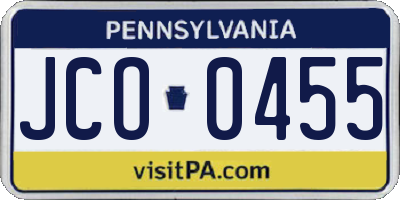 PA license plate JCO0455