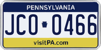 PA license plate JCO0466