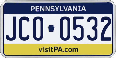 PA license plate JCO0532