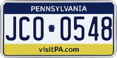 PA license plate JCO0548