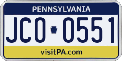 PA license plate JCO0551