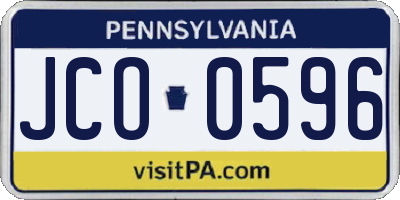 PA license plate JCO0596