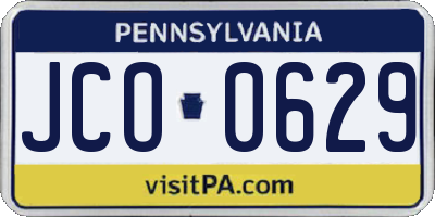 PA license plate JCO0629