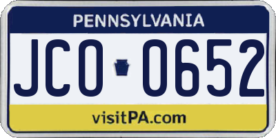 PA license plate JCO0652