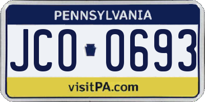 PA license plate JCO0693